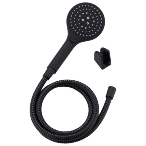 Duo douchette + support Coira noir mat 3 jets 1,5m PVC - INVENTIV