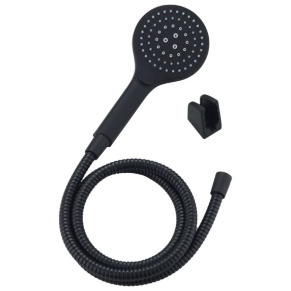 Duo douchette + support Coira noir mat 3 jets 1,5m PVC - INVENTIV