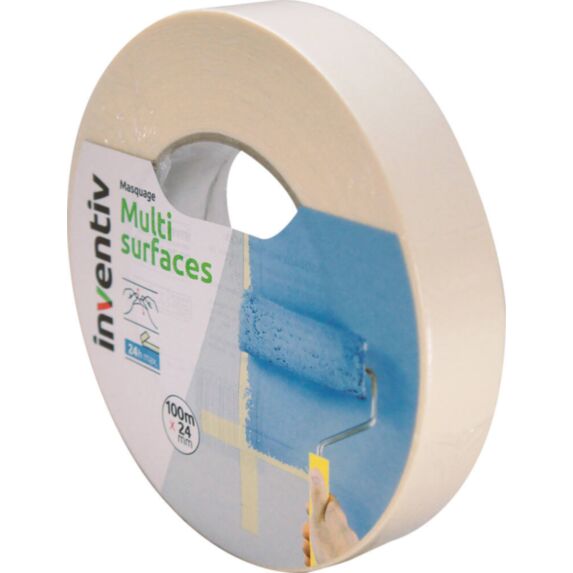 Ruban de masquage Multisurfaces 100mx24mm - INVENTIV