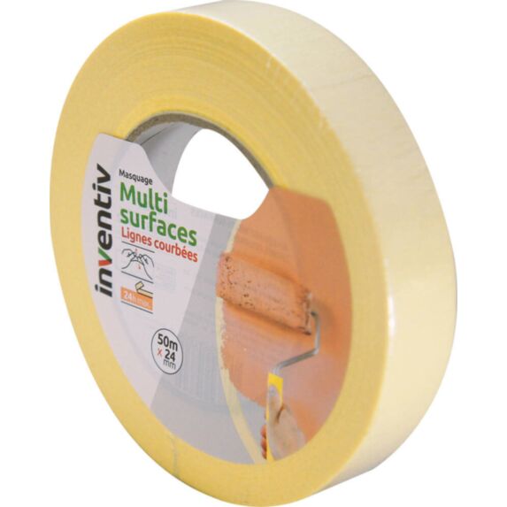 Ruban de masquage lignes courbes 50mx24mm - INVENTIV