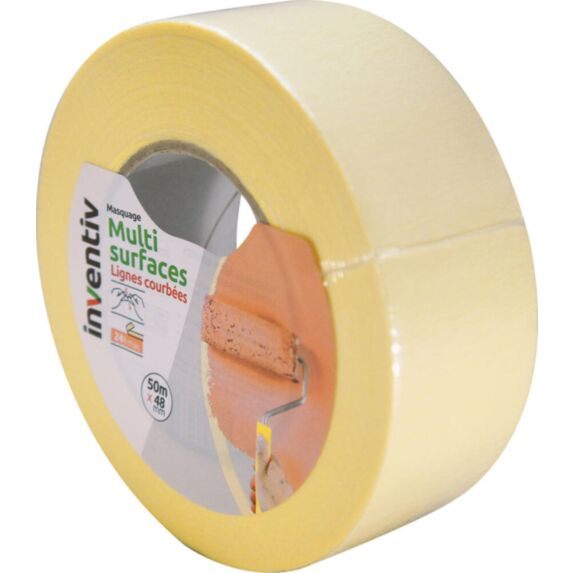 Ruban de masquage lignes courbes 50mx48mm - INVENTIV