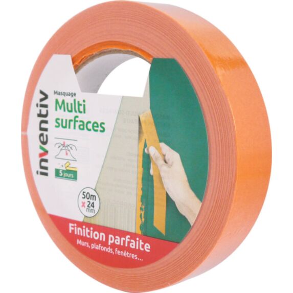 Ruban de masquage Multisurfaces Finition parfaites 50mx24mm - INVENTIV