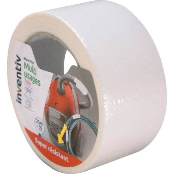 Ruban de réparation blanc 25mx50mm - INVENTIV