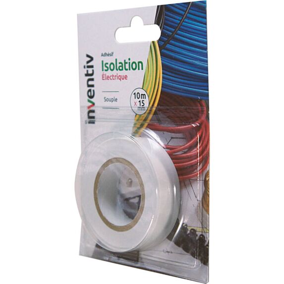 Ruban d'isolation électrique blanc 10mx15mm - INVENTIV