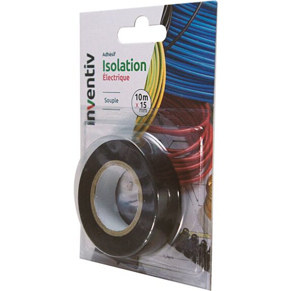 Ruban d'isolation électrique noir 10mx15mm - INVENTIV