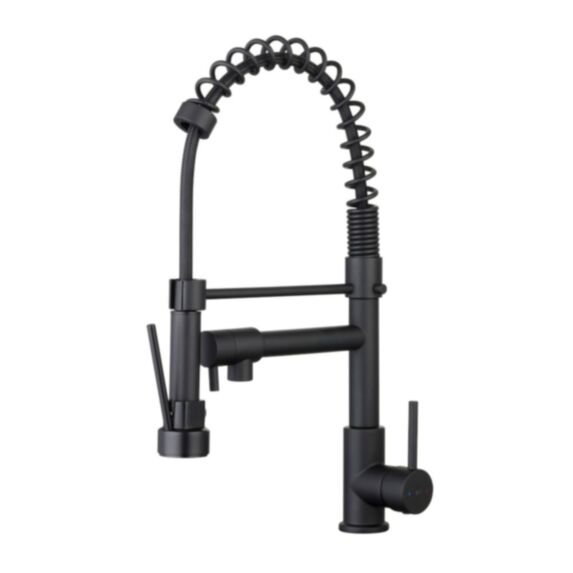 Mitigeur évier à douchette noir mat 46,7cm type professionnel - INVENTIV