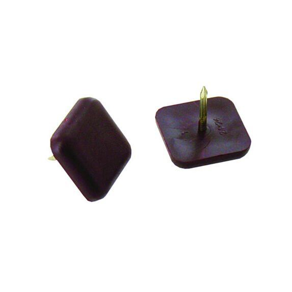 Set de 4 patins à clouer 37 x 37 mm plastique marron - INVENTIV