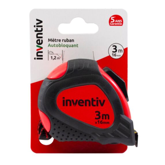 Mètre ruban bi-matière 3m x 16 mm - INVENTIV