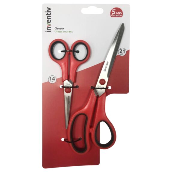 2 jeux de ciseaux 14/21 cm - INVENTIV