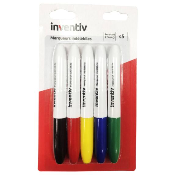 5 marqueurs indélébiles - INVENTIV