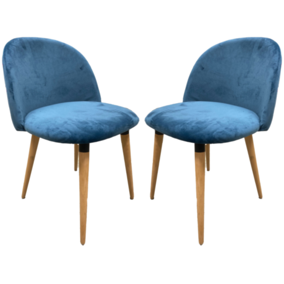 2 chaises en bois Alya velours bleu - INVENTIV