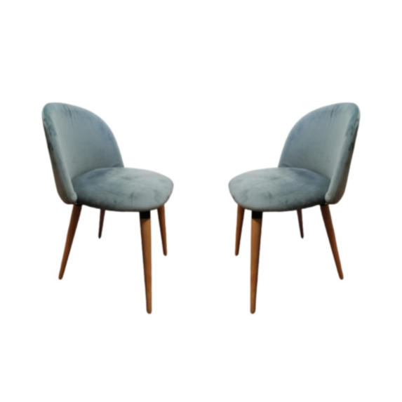 2 chaises en bois Alya velours gris - INVENTIV