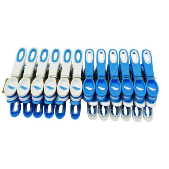 24 Pinces à linge anti-marque blanc/bleu - INVENTIV