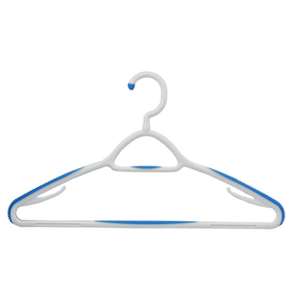 3 cintres Premium anti-glisse et anti-marque bleu/blanc - INVENTIV