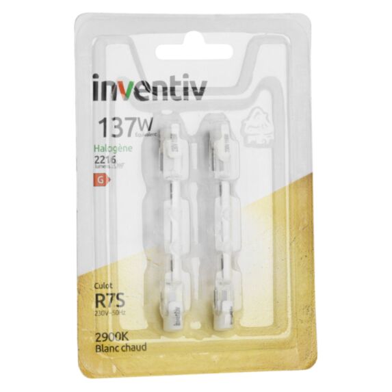 2 Ampoules halogènes R7S 2216lm 2900K - INVENTIV