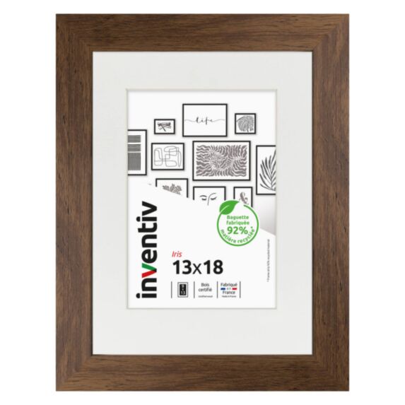 Cadre photo Iris 13 x 18 cm ébène - INVENTIV