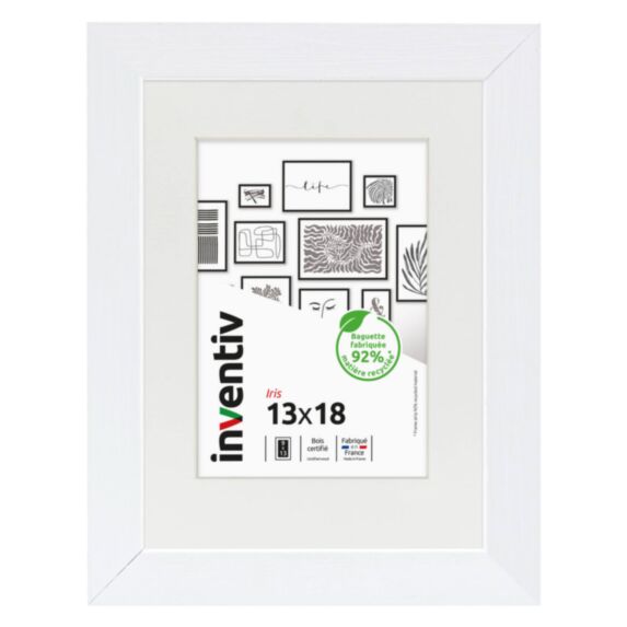 Cadre photo Iris 13 x 18 cm blanc - INVENTIV