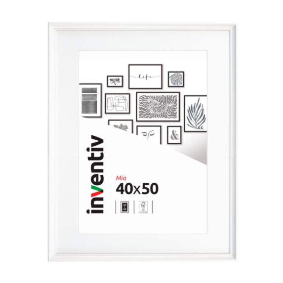 Cadre photo Mia profilée blanc 40x50cm - INVENTIV