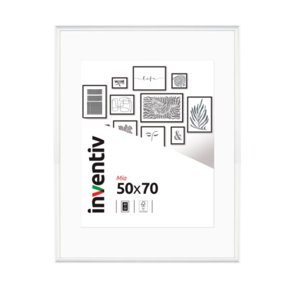 Cadre photo Mia profilée blanc 50x70cm - INVENTIV