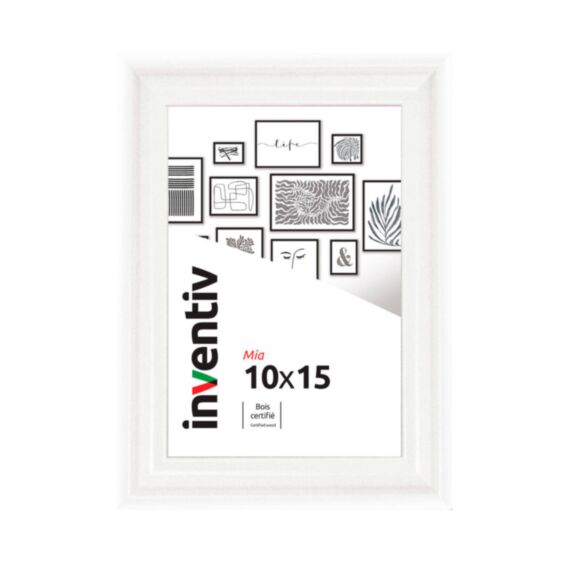 Cadre photo Mia profilée blanc 10x15cm - INVENTIV