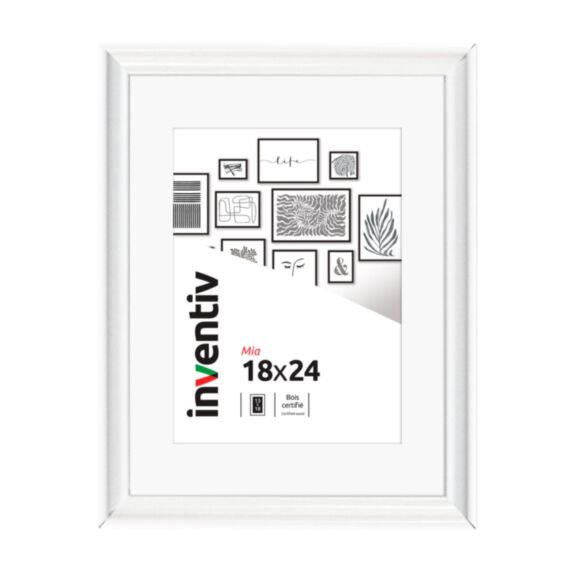 Cadre photo Mia profilée blanc 18x24cm - INVENTIV