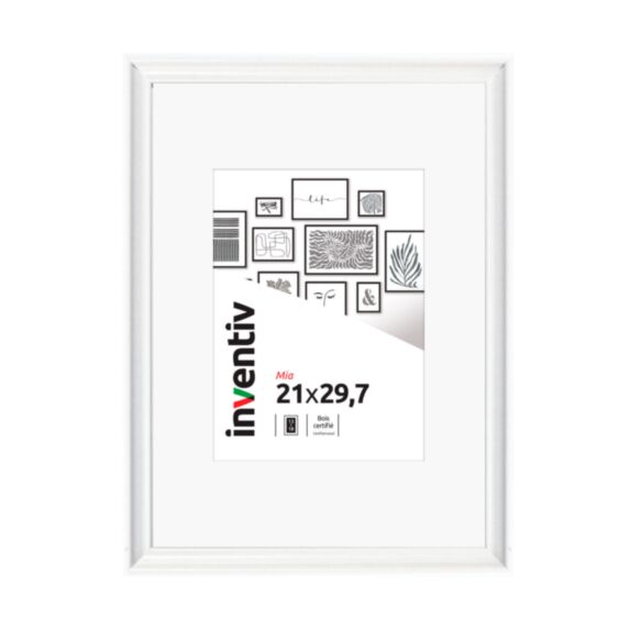 Cadre photo Mia profilée blanc 21x29,7cm - INVENTIV