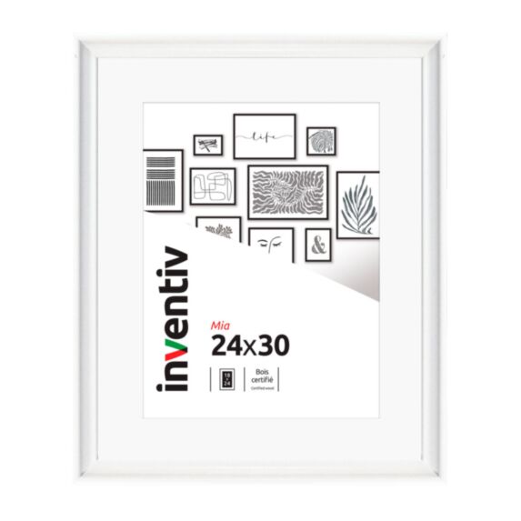 Cadre photo Mia profilée blanc 24x30cm - INVENTIV