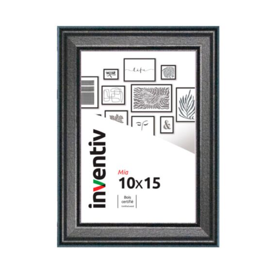 Cadre photo Mia profilée noir 10x15cm - INVENTIV