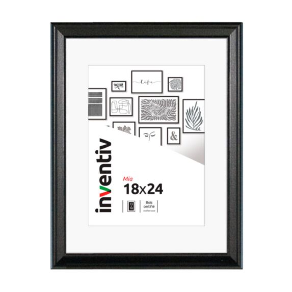 Cadre photo Mia profilée noir 18x24cm - INVENTIV