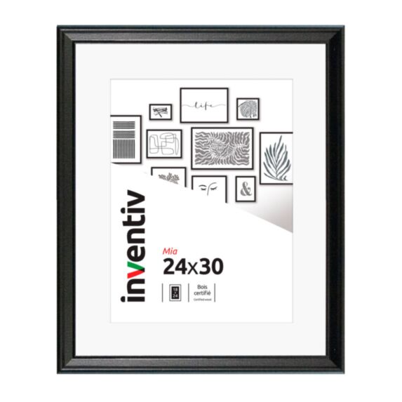 Cadre photo Mia profilée noir 24x30cm - INVENTIV