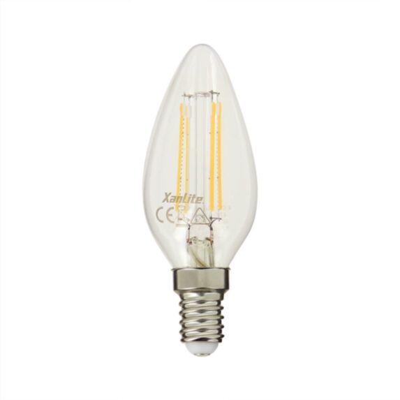 3 ampoules Filament LED Flamme Transparent E14 470Lm 40W 4000K Blanc neutre - INVENTIV