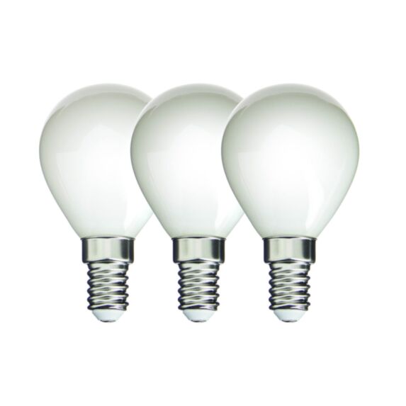 3 ampoules Filament LED P45 Opaque E14 470Lm 40W 2700K Blanc chaud - INVENTIV