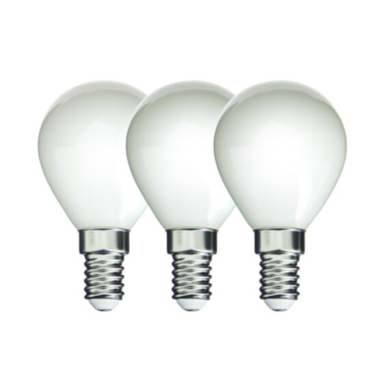 3 ampoules Filament LED P45 Opaque E14 470Lm 40W 2700K Blanc chaud - INVENTIV