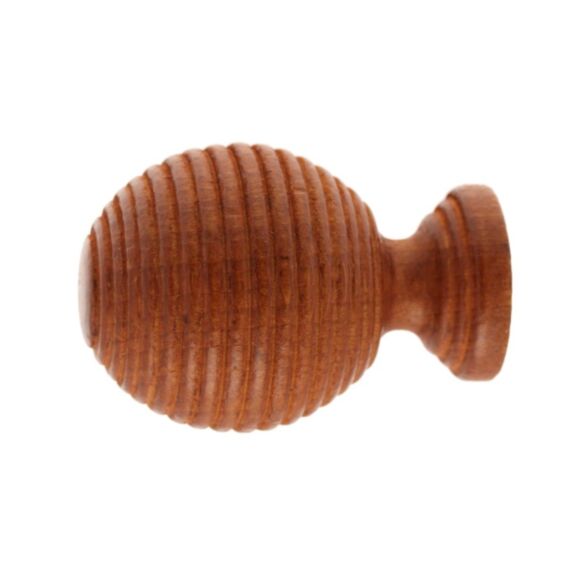 1 embout barre à rideau boule striée Ø28mm merisier - INVENTIV