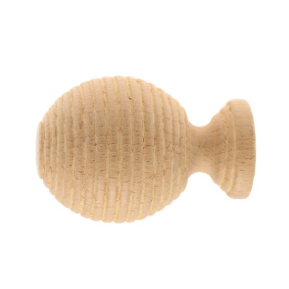 1 embout barre à rideau boule striée Ø28mm hêtre - INVENTIV