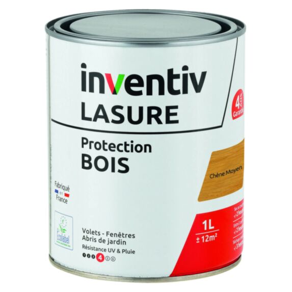 Lasure 4 ans chêne moyen 1 L - INVENTIV