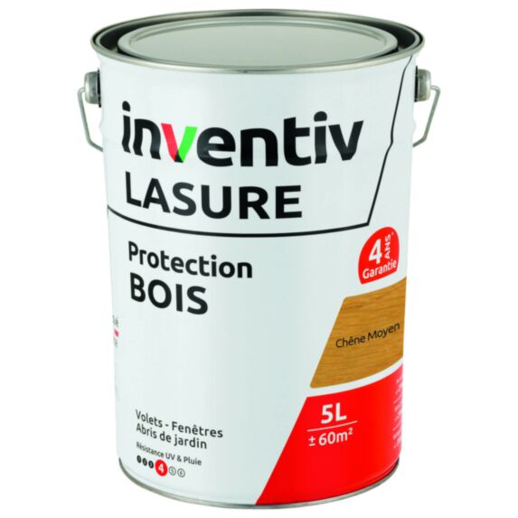 Lasure 4 ans Chêne Moyen 5L - INVENTIV