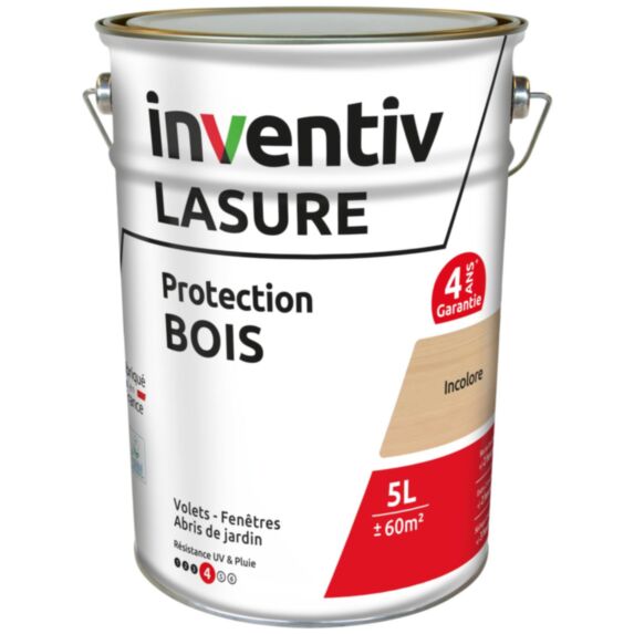 Lasure 4 ans Chêne Moyen 5L - INVENTIV