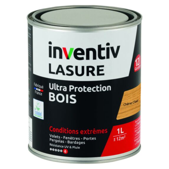 Lasure 12 ans chêne clair 1 L - INVENTIV