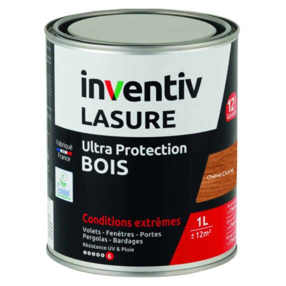 Lasure 12 ans Chêne Doré 1L - INVENTIV
