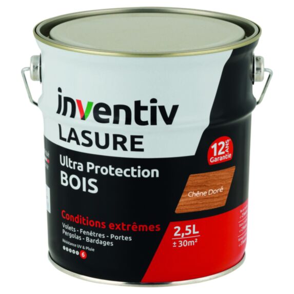 Lasure 12 ans Chêne Doré 2,5L - INVENTIV