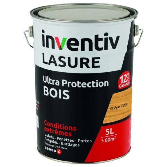 Lasure 12 ans chêne clair 5 L - INVENTIV