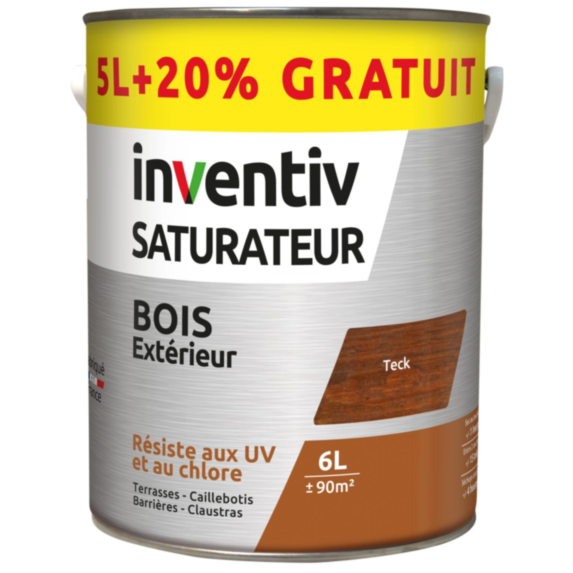 Saturateur terrasse bois Ton teck 5 L+20% - INVENTIV