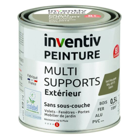 Peinture Extérieure Bois Fer Plastique Marron Satiné 0,5L - INVENTIV