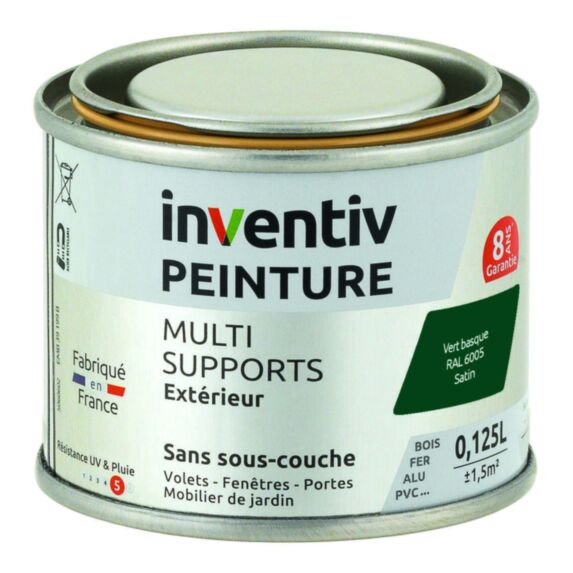 Peinture Extérieure Bois Fer Plastique Vert Basque Satiné 0,125L - INVENTIV