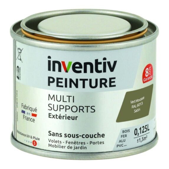Peinture Extérieure Bois Fer Plastique Marron Satiné 0,125L - INVENTIV