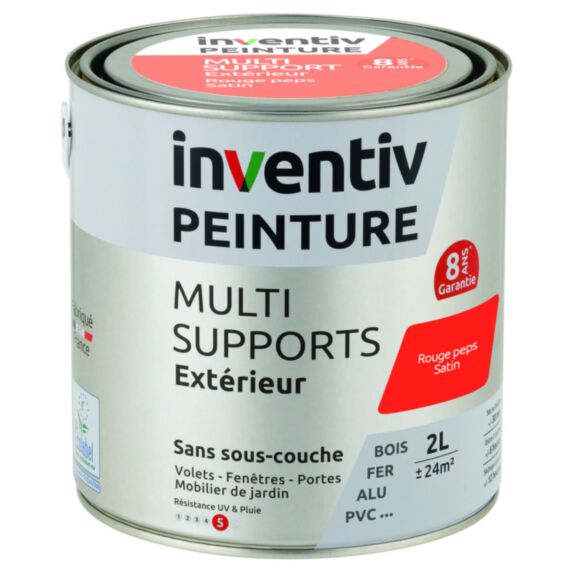 Peinture Extérieure Bois Fer Plastique Rouge Peps Satiné 2L - INVENTIV