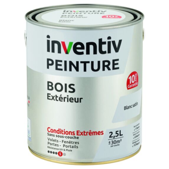 Peinture Bois blanc satin 2,5L - INVENTIV