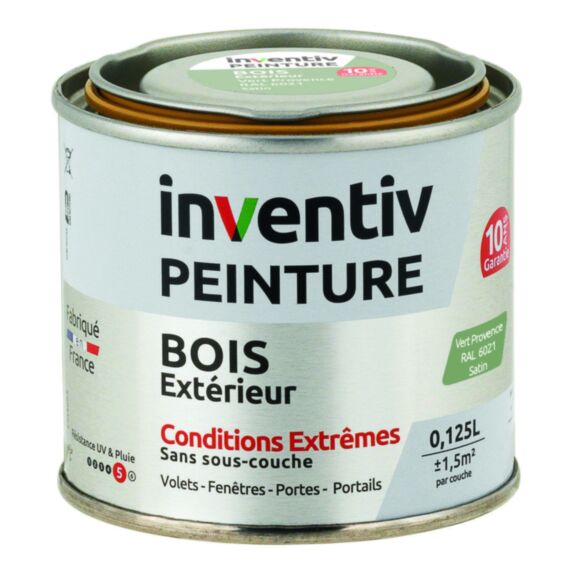 Peinture Extérieure Bois 10 ans Vert Provence Satin 0,125L - INVENTIV