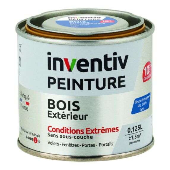 Peinture Extérieure Bois 10 ans Bleu De Bretagne Satin 0,125L - INVENTIV